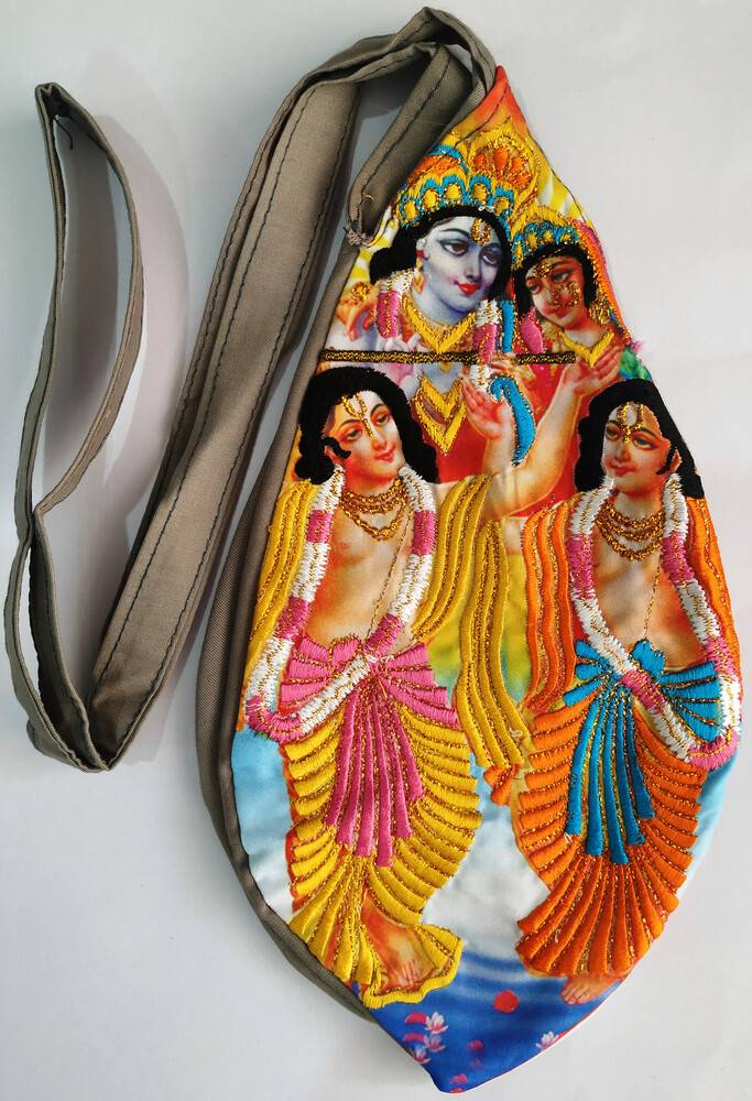Gaura Nitai Digitally Printed Bead Bag with Embroidery