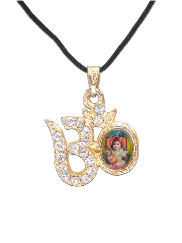 Om Sign Krishna Diamond Pendant with Black Thread