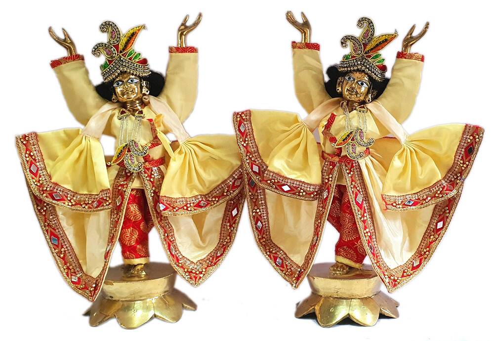 Gaura Nitai Deity Clothes -- Royal Bagalbandi Style with Traditional Pattern